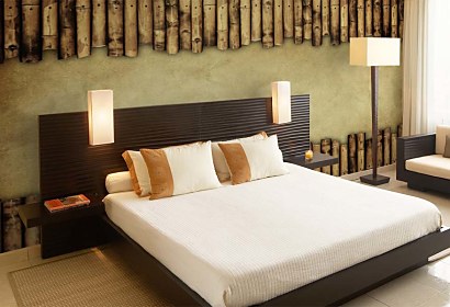 do spálne tapeta s bambusovým vzorom
