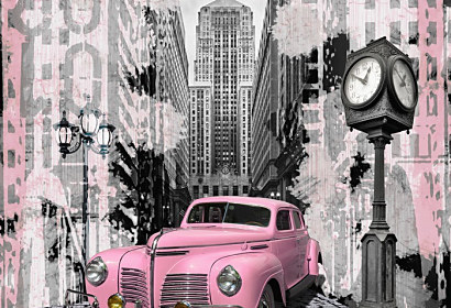 Fototapeta Vintage Pink car ft-71205582